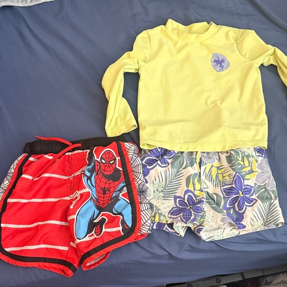 Yellow Rash Guard and Red Spider-Man Swim Shorts Set - Picture 1 of 4